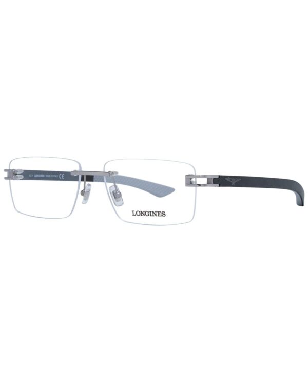 Fanno-Gray Men Optical Frames Rectangle Rimless Metal Plastic Demo Glasses 55-16-150