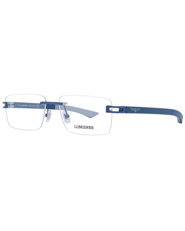 Fanno-Men's Stylish Blue Rimless Optical Frames Metal Rectangle 55mm Demo Glasses