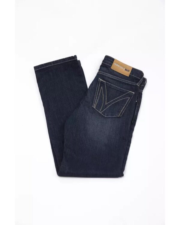 Fanno-Blue Cotton Jeans for Women with 5 Pockets and Embroidery for Everyday Wear