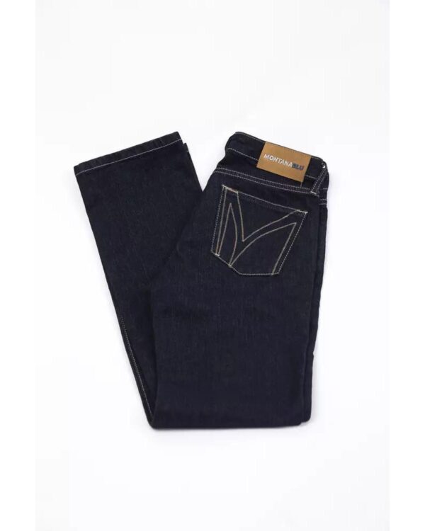 Fanno-Blue Cotton Jeans for Women with 5 Pockets and Embroidery Perfect for Any Occasion