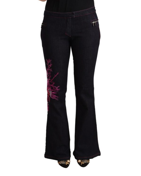 Fanno-Mid Waist Flared Jeans for Women Black Cotton Blend Comfortable Stylish Fit