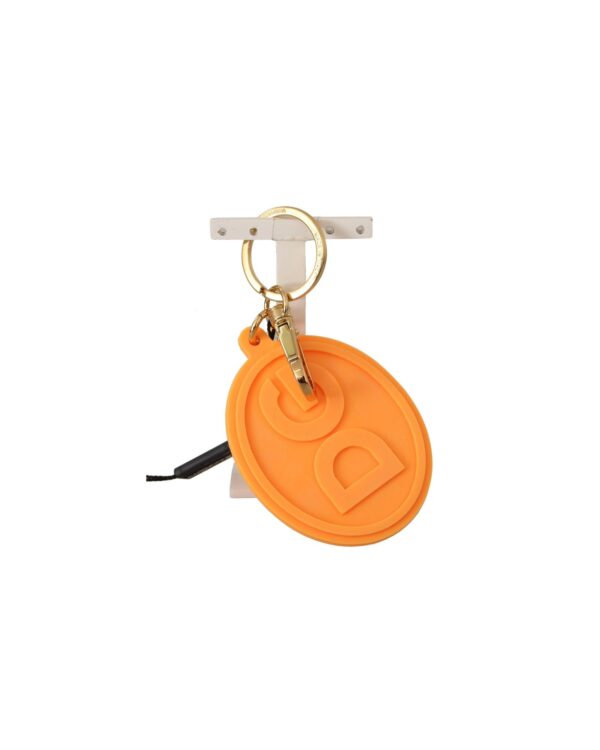 Fanno-Keychain with Engraved Metal Hardware Brass Rubber Orange Gold for Daily Use