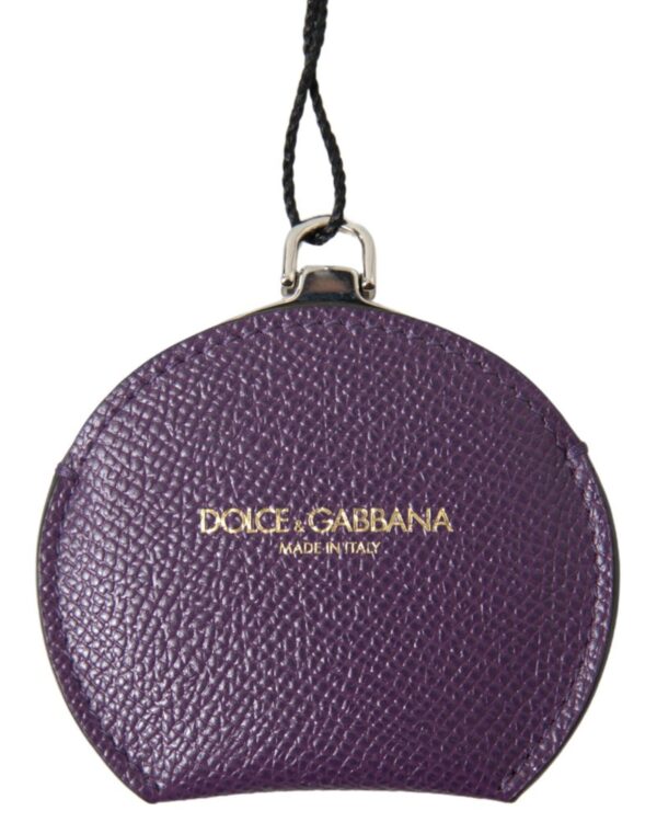 Fanno-Leather Hand Mirror Holder for Women in Purple Made in Italy with Logo Details