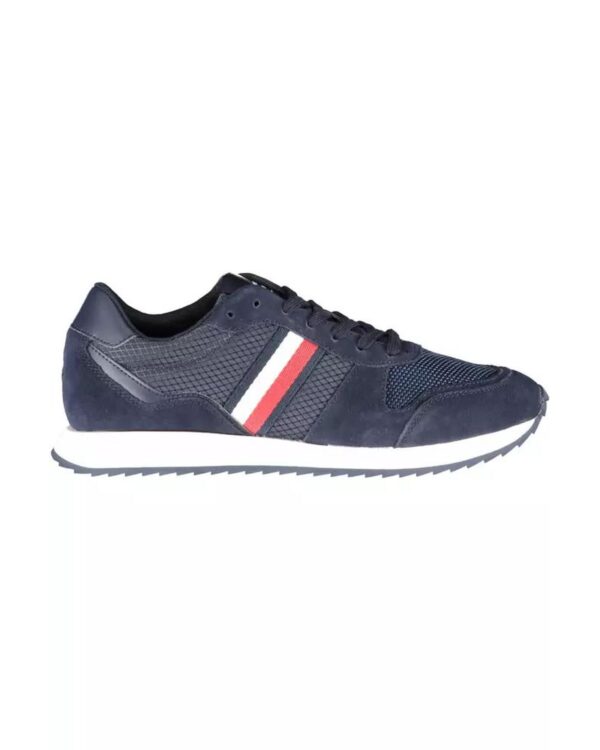 Fanno-Men's Blue Polyester Sneakers with Laces and Contrasting Details for Sports Activities