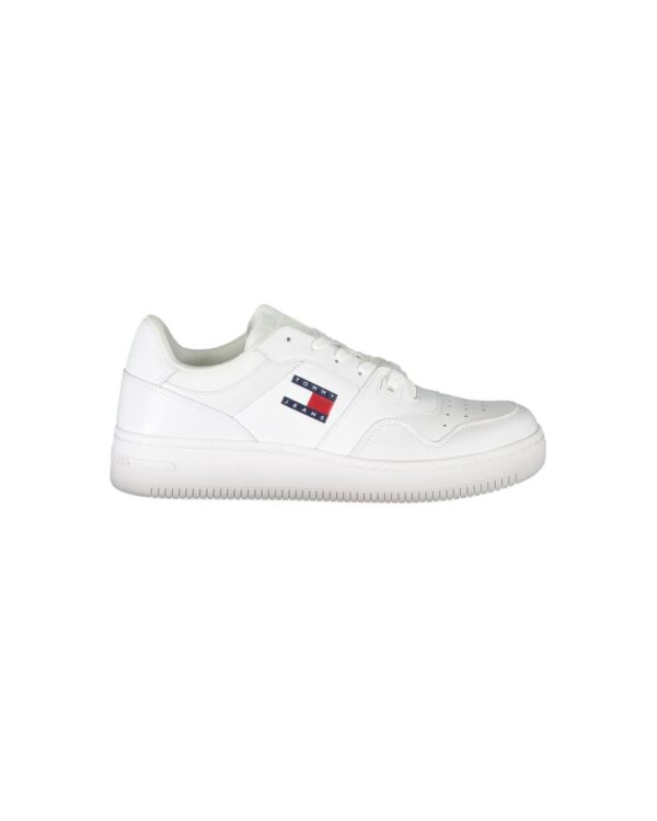 Fanno-White Polyester Sneakers for Men Comfortable Sports Footwear with Laces