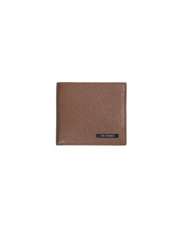 Fanno-Embossed Leather Men's Wallet with Coin Compartment and Card Holders