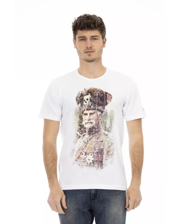 Fanno-Men's Short Sleeve Round Neck Cotton T-Shirt with Stylish Front Print