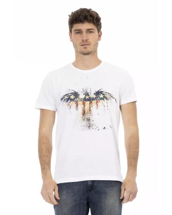 Fanno-Front Print Short Sleeve Cotton T-Shirt for Men Round Neck Casual Wear