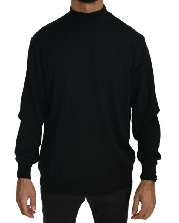 Fanno-Pullover Sweater for Men Black 100% Virgin Wool Made in Italy Logo Details