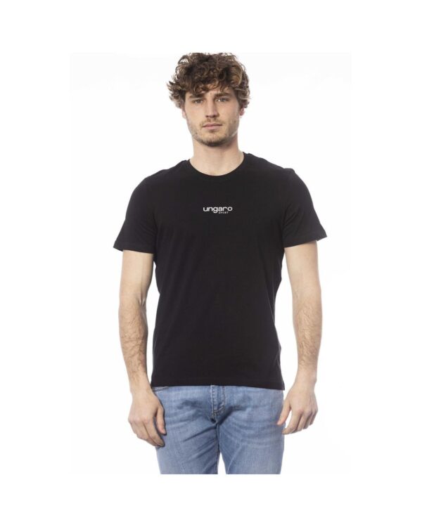 Fanno-Men's Black Cotton Crew Neck T-Shirt with Iconic Logo for Casual Outings XL