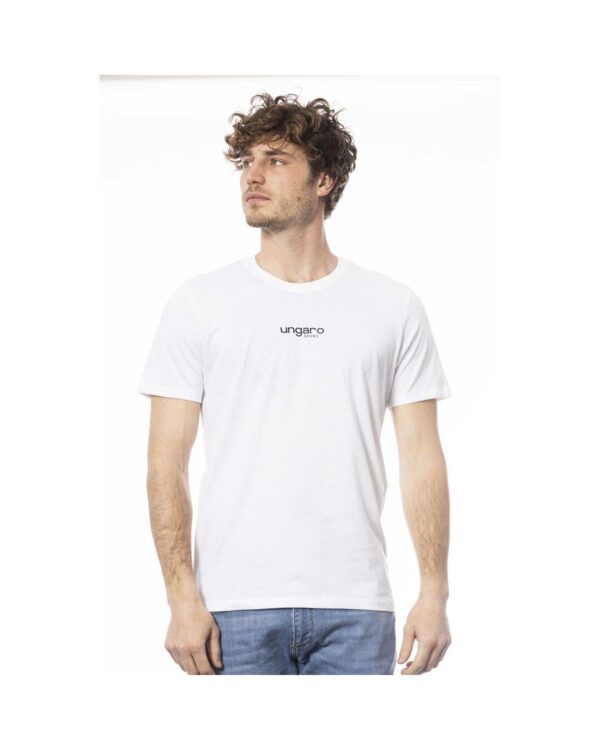 Fanno-Elegant Crew Neck Logo Tee for Men in Pristine White 100% Soft Cotton 2XL