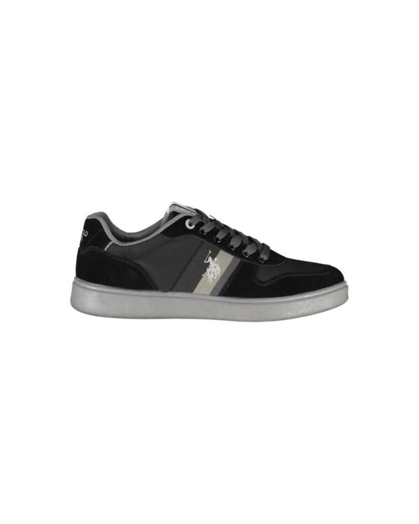 Fanno-Men's Black Polyester Sports Sneakers with Laces and Contrast Details