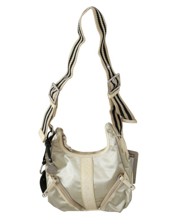 Fanno-White Fabric Shoulder Bag with Zipper Closure for Women Made in Italy