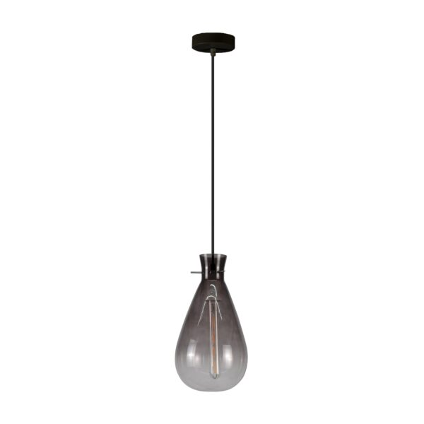 Fanno-E27 Pendant Light Grey Glass Teardrop Design 60W 180cm Home Decor Lighting