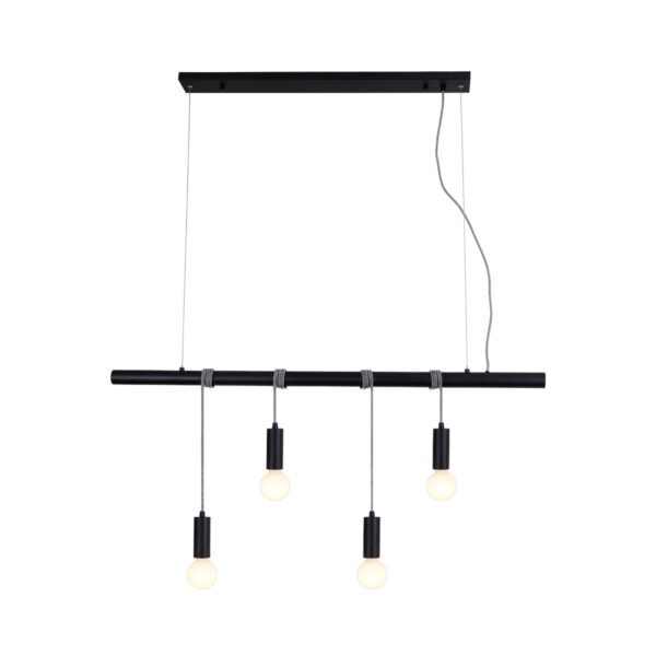 Fanno-Four Light Pendant Lamp Black Metal E27 Indoor Lighting Adjustable Height