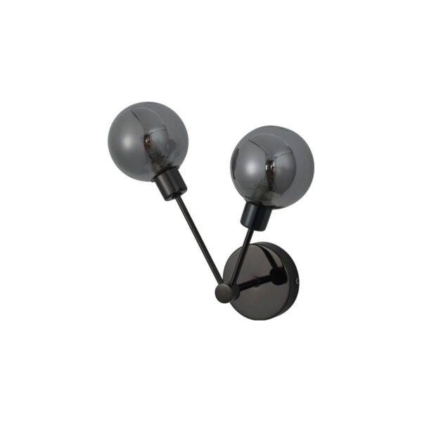 Fanno-Grette Wall Light Black Chrome Modern Indoor Fixture with Smoked Glass Shade