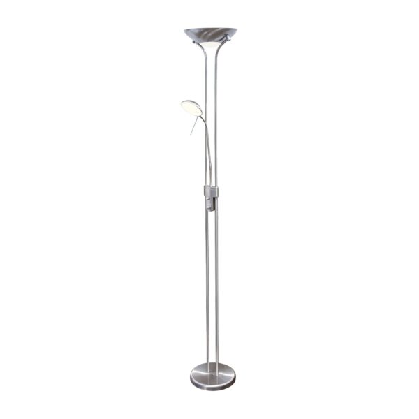 Fanno-Dimmable LED Mother Child Floor Lamp Satin Chrome Adjustable Reading Light