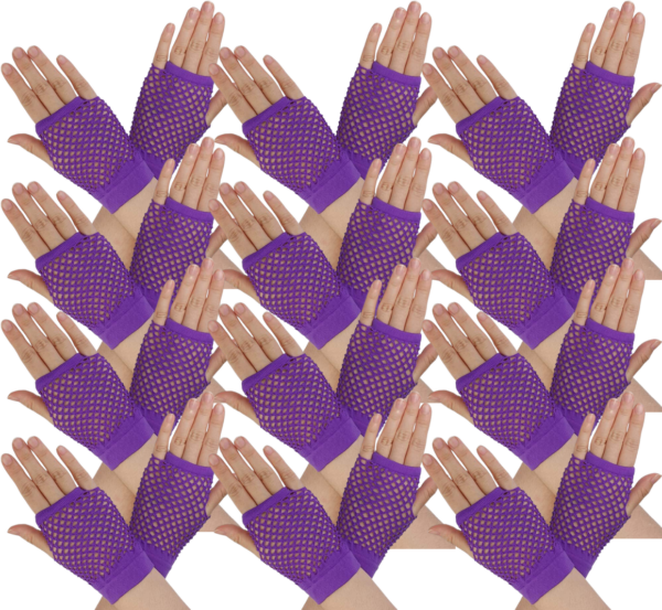 Fanno-Fingerless Fishnet Gloves Wrist Length 12 Pair 70s 80s Costume Party Accessory