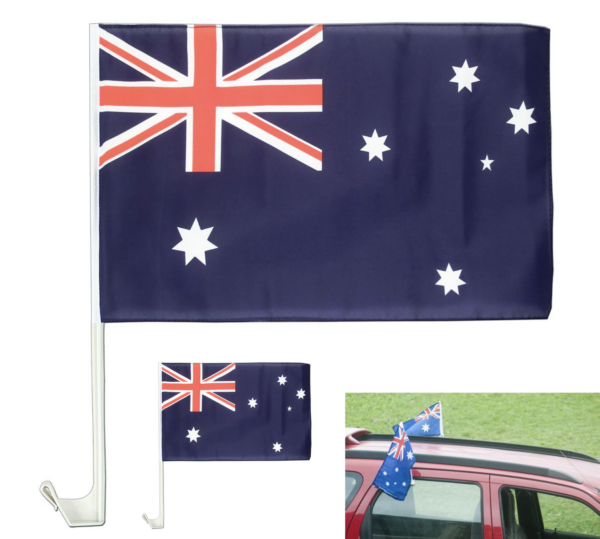 Fanno-Australia Car Flag with Window Clip for Australia Day 30cm x 45cm Set of 2