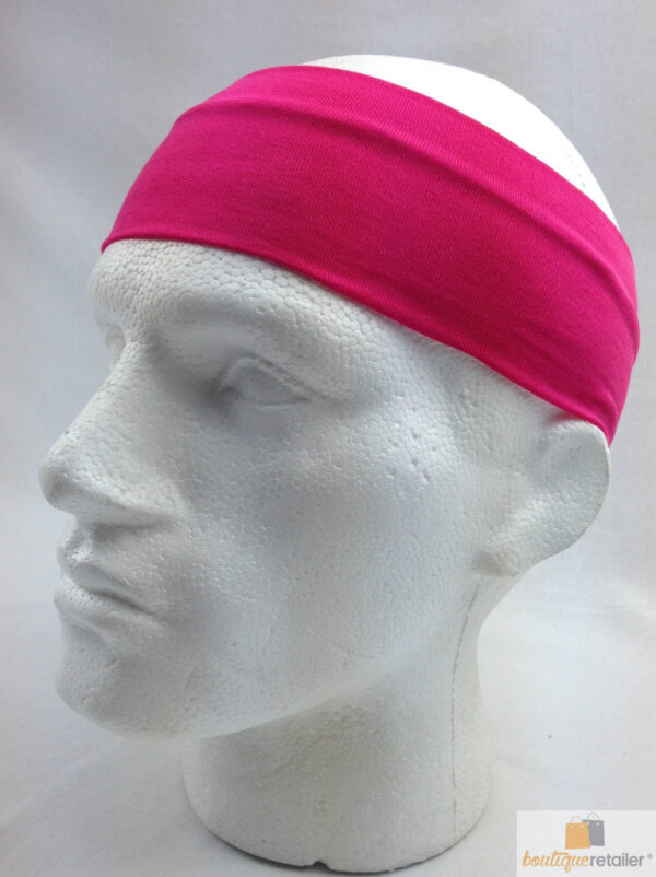 Fanno-Elastic Stretch Sports Yoga Headband Unisex 8cm Wide Hair Band Hot Pink