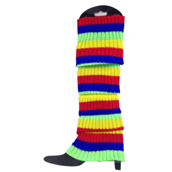 Fanno-Leg Warmers for Dance 80s Party Ribbed Knitted Stocking Socks Rainbow Colors