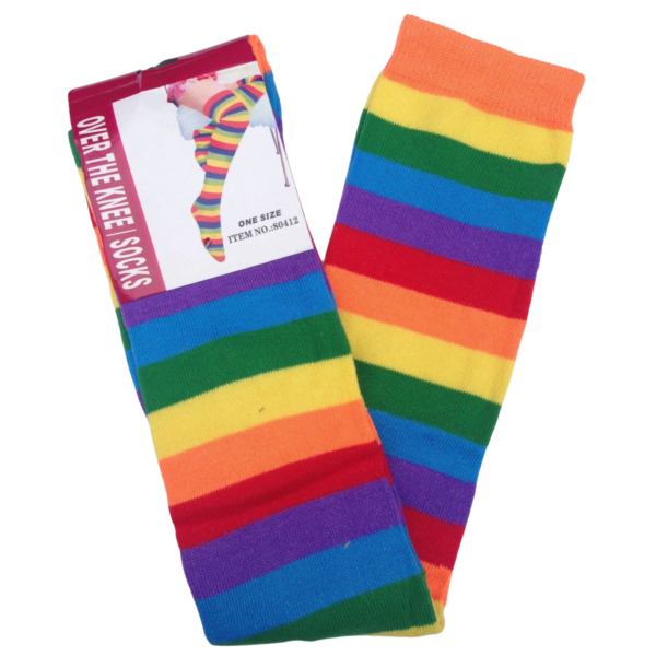 Fanno-Over the Knee Socks Plain Striped High Thigh Ladies Long Womens Stripey Stocking Rainbow