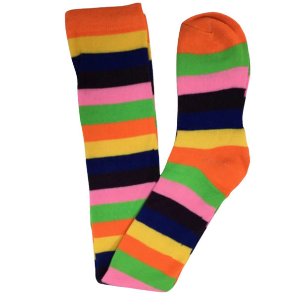 Fanno-Over the Knee Socks Plain Striped High Thigh Ladies Long Stockings Pink Rainbow