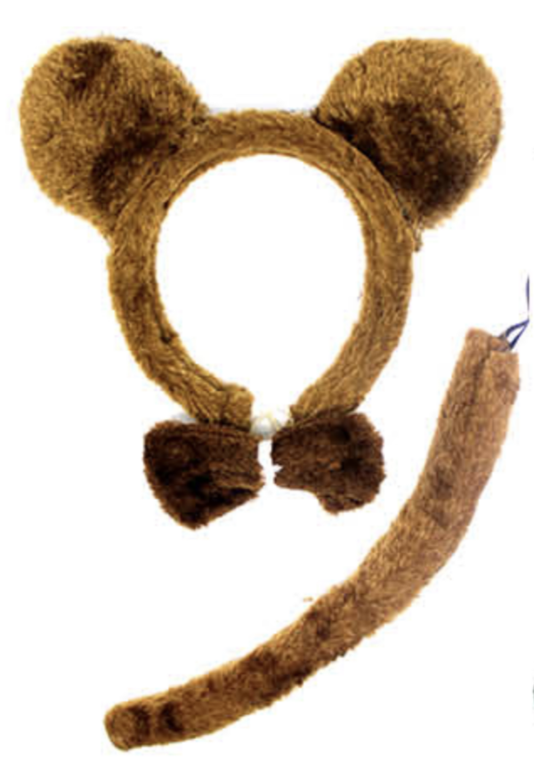 Fanno-Brown  Ears Headband with Bow Tail Animal Costume for Halloween Party Accessory