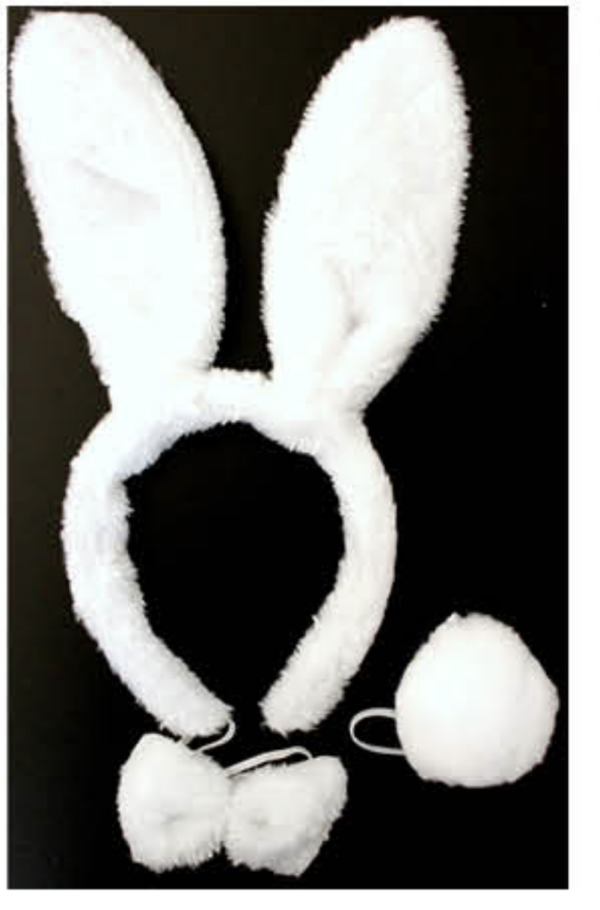 Fanno-White Rabbit Ears Headband with Bow Tail Animal Costume for Halloween Party Accessory