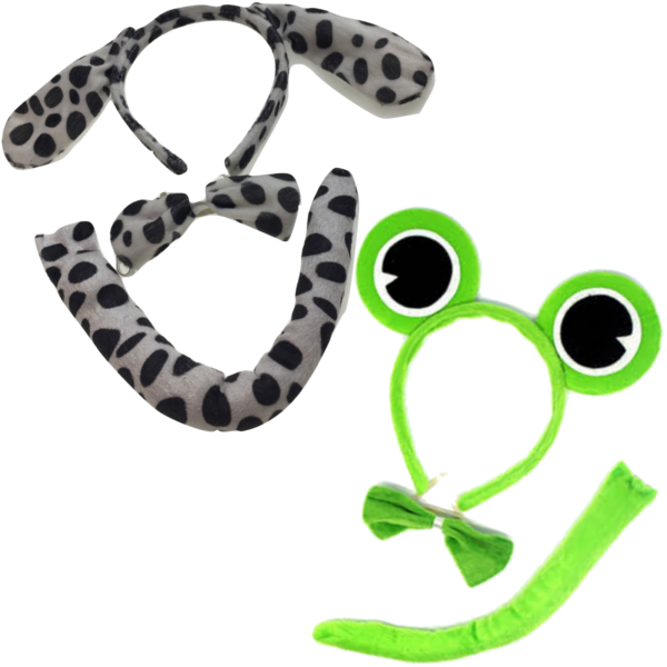 Fanno-Animal Headband Set with Bow and Tail for Dog and Frog Costume Party