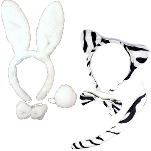 Fanno-Animal Headband Set Rabbit and  Ears with Bow Tail for Halloween Party