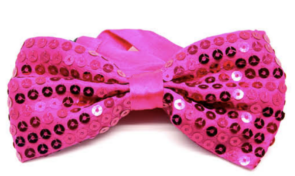 Fanno-Glitter Sequin Bow Tie Costume Accessory for Fancy Dress Dance Party Events Hot Pink