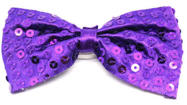 Fanno-Glitter Sequin Bow Tie Costume Accessory for Fancy Dress Dance Party Events Purple