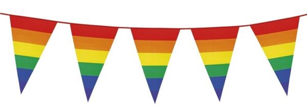 Fanno-Rainbow Bunting Flags 3.6m Party Banner Birthday Decor Pride Triangle Flags