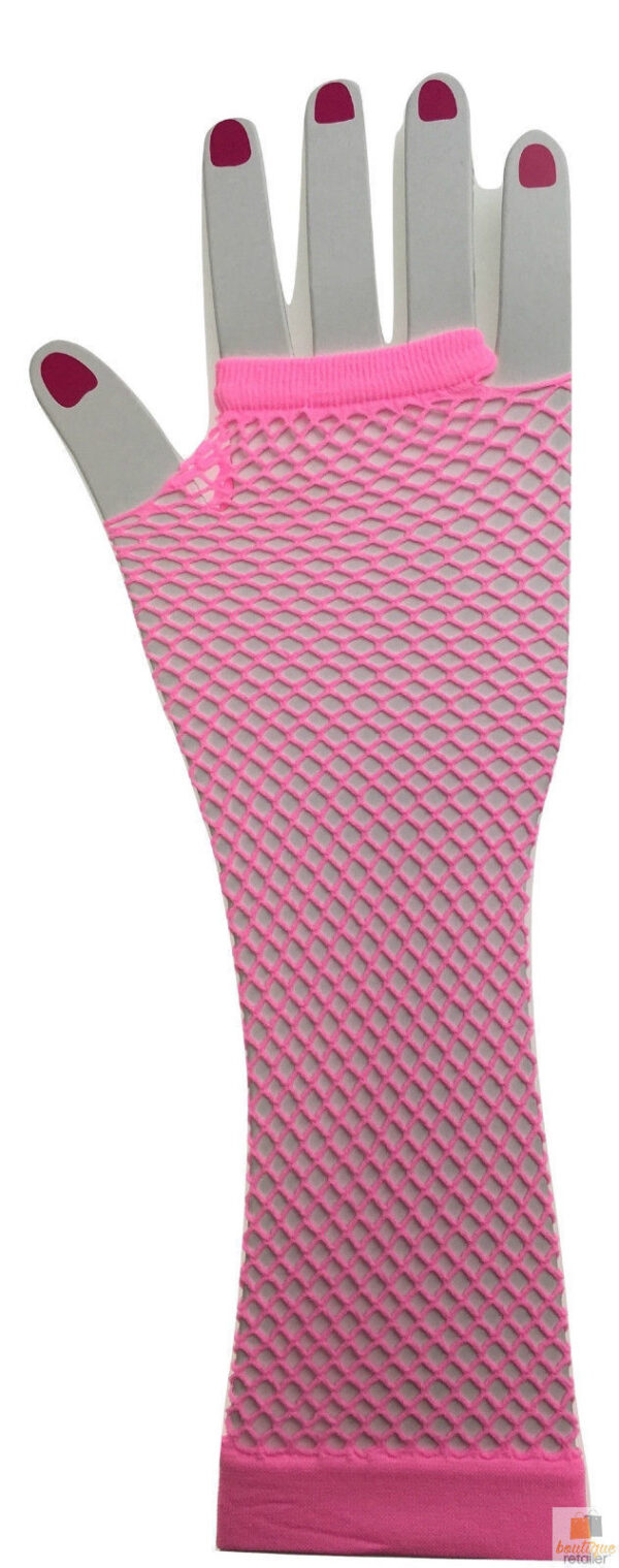 Fanno-Fingerless Elbow Length Fishnet Gloves for 70s 80s Costume Party Dance Light Pink