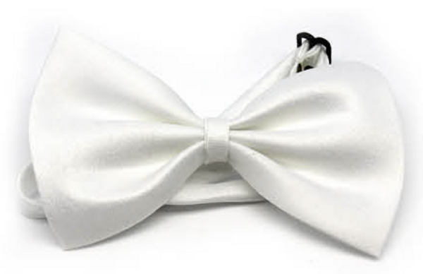 Fanno-Mens Bow Tie Classic Plain Wedding Tuxedo Formal Bestman Party Accessory White