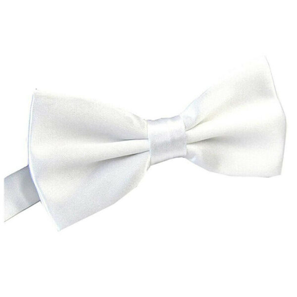 Fanno-Mens Bow Tie Wedding Tuxedo Formal Bestman Classic Plain Party White Adjustable