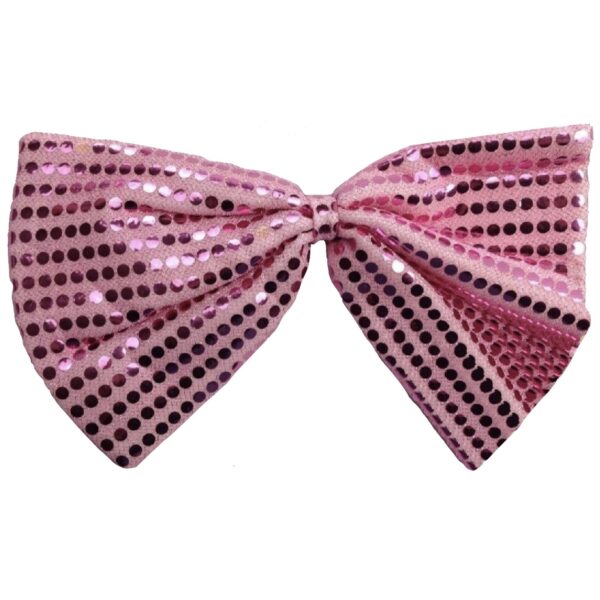 Fanno-Large Sequin Polka Dot Bow Tie for Dress Up Party Costume Light Pink 27cm