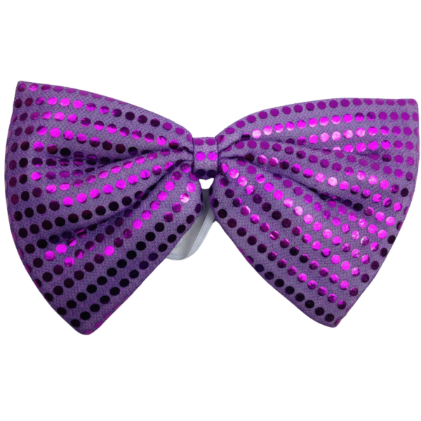 Fanno-Large Sequin Polka Dot Bow Tie for Dress Up Party Costume in Purple Color