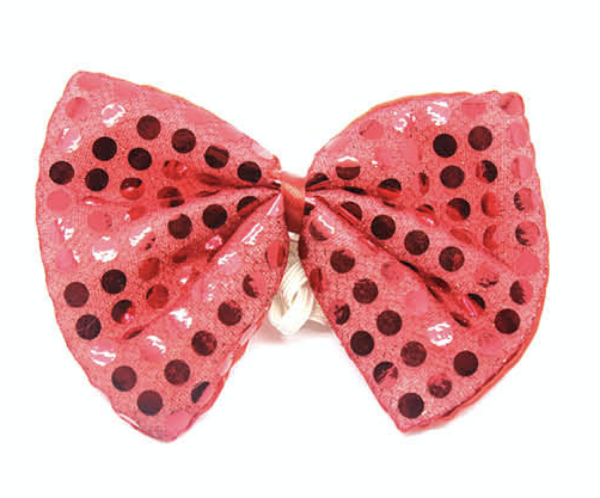 Fanno-Sequin Polka Dot Bow Tie for Dress Up Party Unisex Costume Red 13cm x 9cm