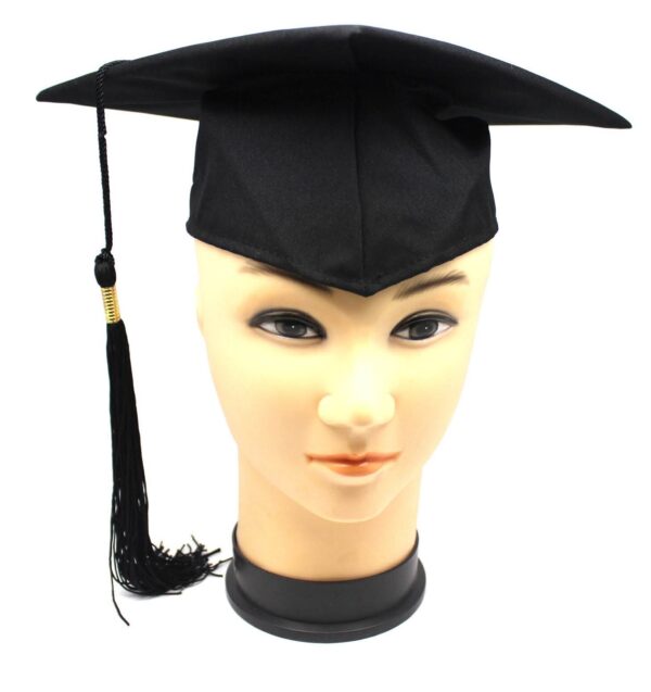 Fanno-Deluxe Graduation Hat Mortar Board Academic Cap One Size Fits Most Black