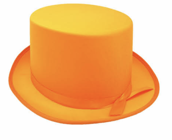 Fanno-Satin Top Hat Costume Party Cap Fancy Dress Trilby Fedora One Size Orange