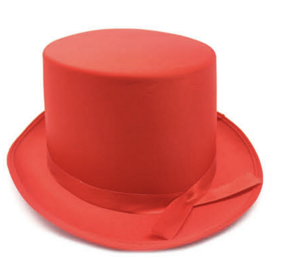 Fanno-Satin Top Hat Costume Party Cap Fancy Dress Trilby Fedora One Size Red