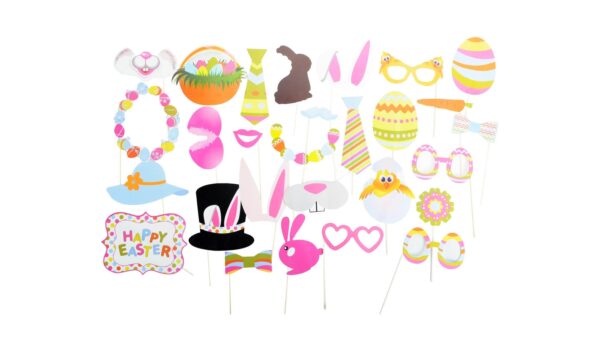 Fanno-28pcs Easter Photo Booth Props for Fun Party Selfies with Bunny and Egg Themes