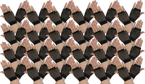 Fanno-Fingerless Fishnet Gloves Wrist Length 70s 80s Costume Party Dance Accessory 24 Pair