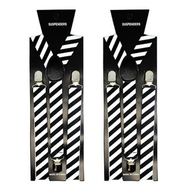 Fanno-Adjustable Men's Suspenders Braces Clip On Elastic Formal Wedding Slim Black White