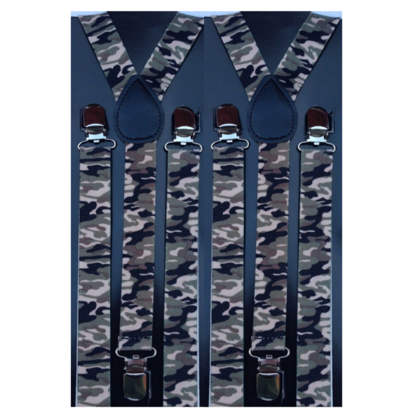 Fanno-Adjustable Men's Suspenders Braces Clip On Elastic Formal Wedding Slim Army Camouflage