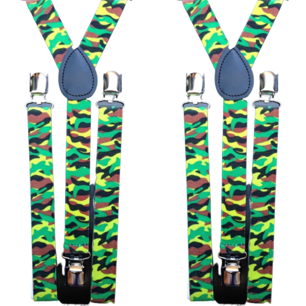 Fanno-Adjustable Men's Suspenders Braces Clip On Elastic Formal Wedding Slim Army Camouflage