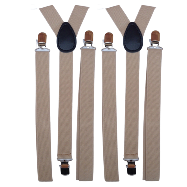 Fanno-Adjustable Men's Suspenders Braces Clip On Elastic Formal Wedding Slim 2x Pack