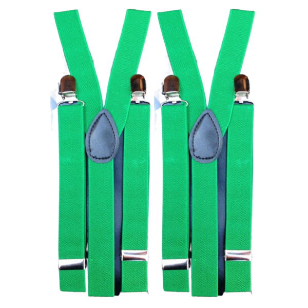 Fanno-Adjustable Men's Suspenders Braces Clip On Elastic Formal Wedding Slim Dark Green